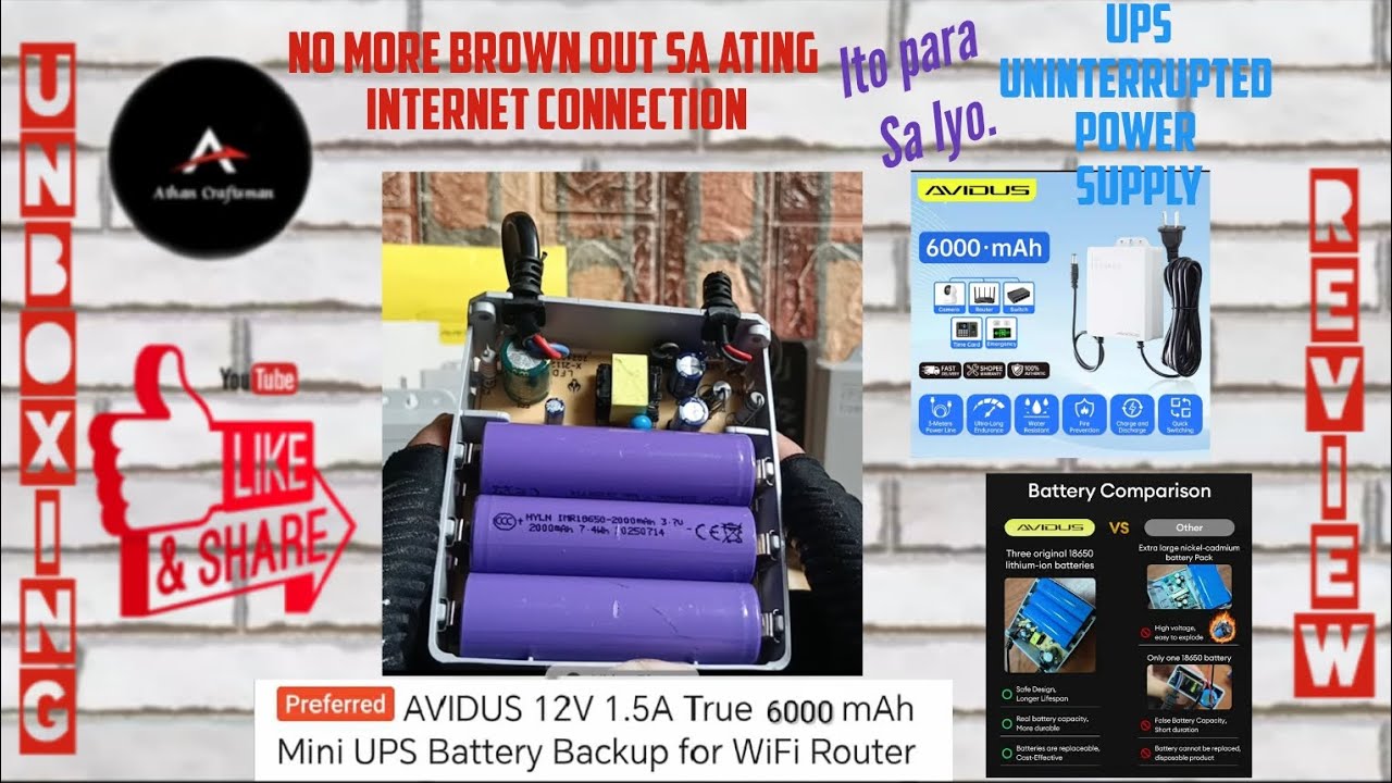 Avidus 12V 1,5A  6000mah Mini UPS Battery Back up for WIFI Router. Unboxing review 