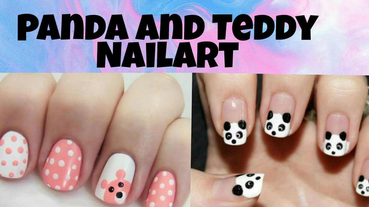 Panda and  Teddy bear Nailart| Nailart without any tools| Nailart tutorial| easy nailart 2020