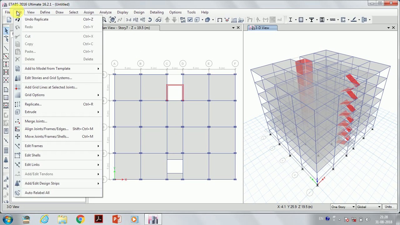 Modelling & Dynamic Analysis (Response Spectrum Method) of RC Frame Building  using Etabs software