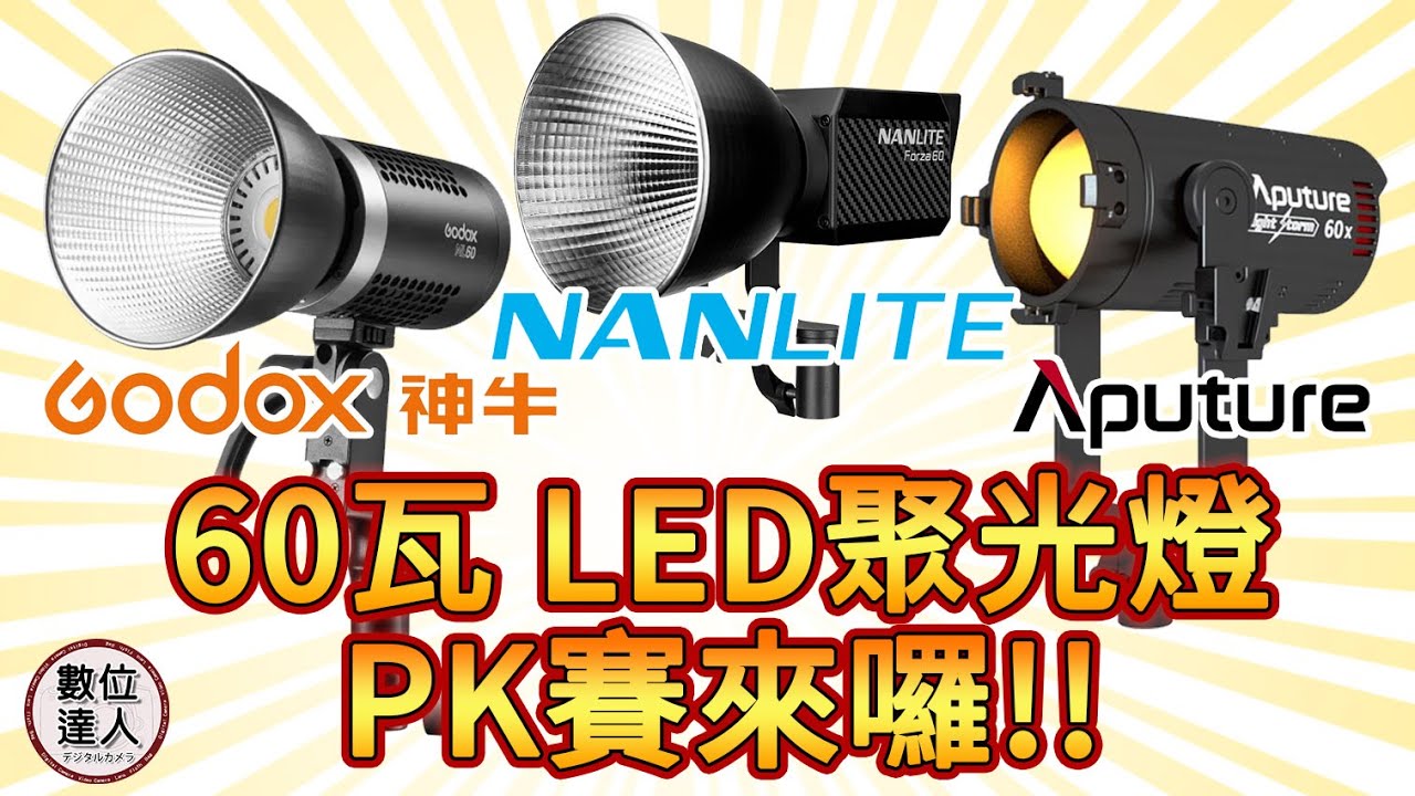 錄影最熱門的60W  LED COB持續燈大PK來囉!🔥一次說明比較流明亮度及光型範圍大小 #Godox 神牛 ML60／Nanlite 南光 Forza60／Aputure 愛圖仕 60X