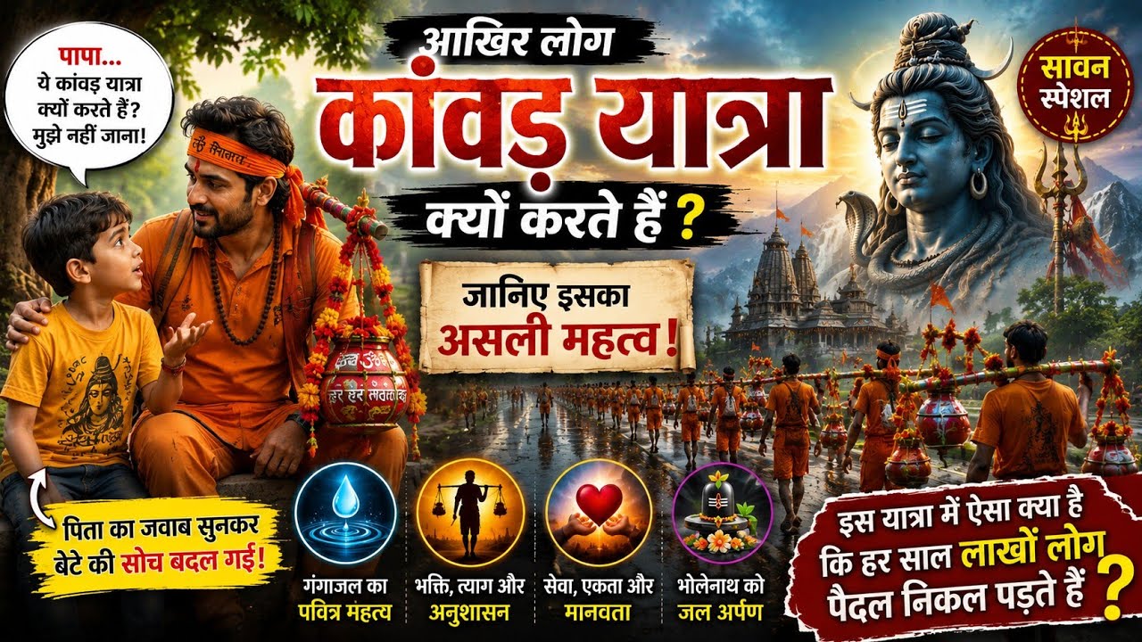 🙏 छोटे कांवड़िए की सच्ची भक्ति | Emotional Kanwar Yatra Cartoon Story
