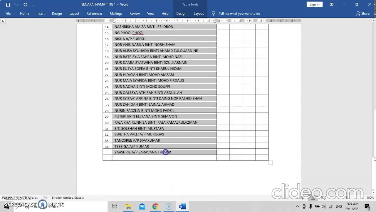 GOOGLE FORM KEHADIRAN MURID MENGIKUT KELAS l MURID TICK NAMA l KEHADIRAN PDPR l