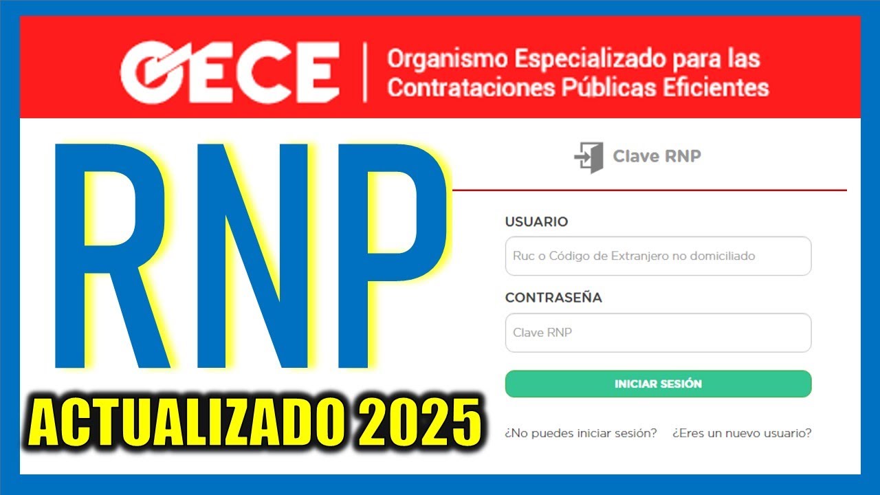Inscripción RNP 2025 - OECE (Actualizado)