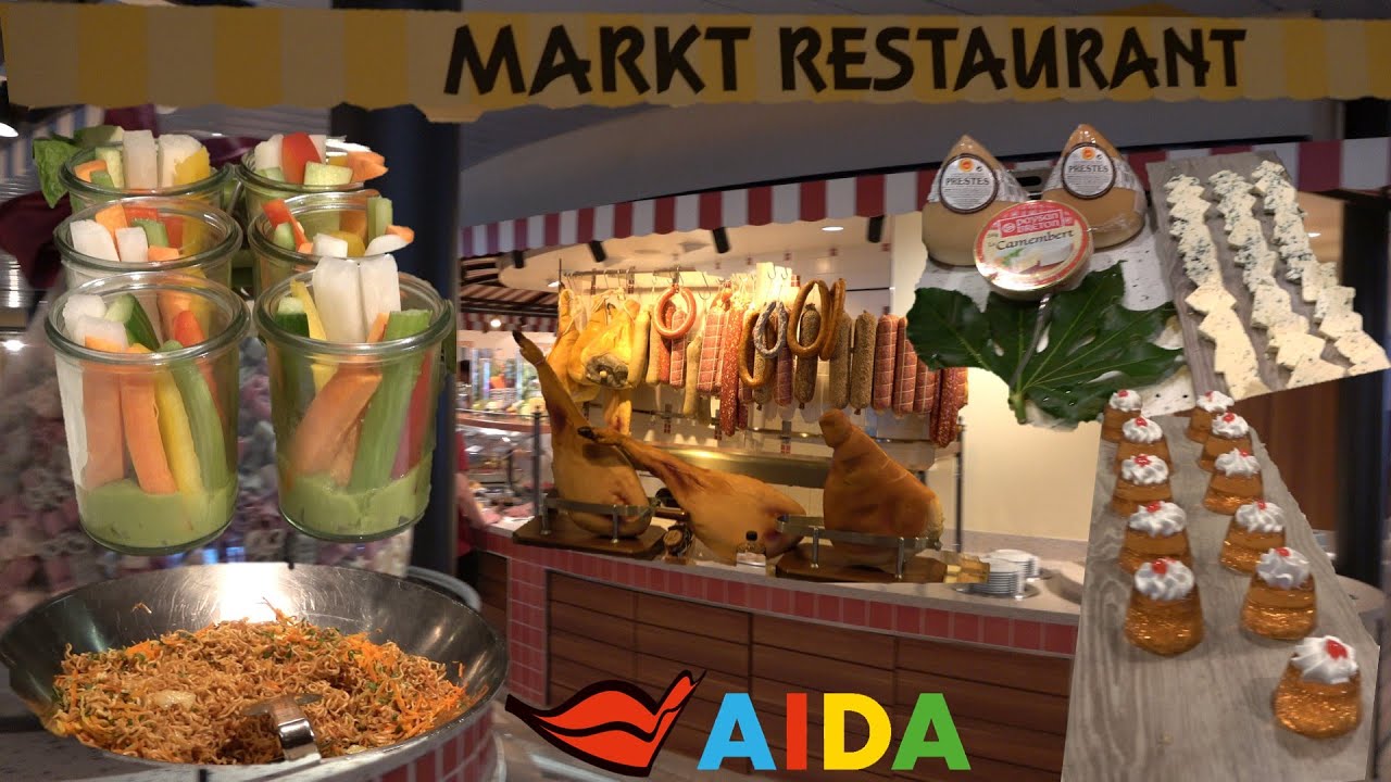 Komplettes Buffet Markt Restaurant AIDA Prima 06-2022 (4K) | Unsere AIDA Reise 6-2022 |