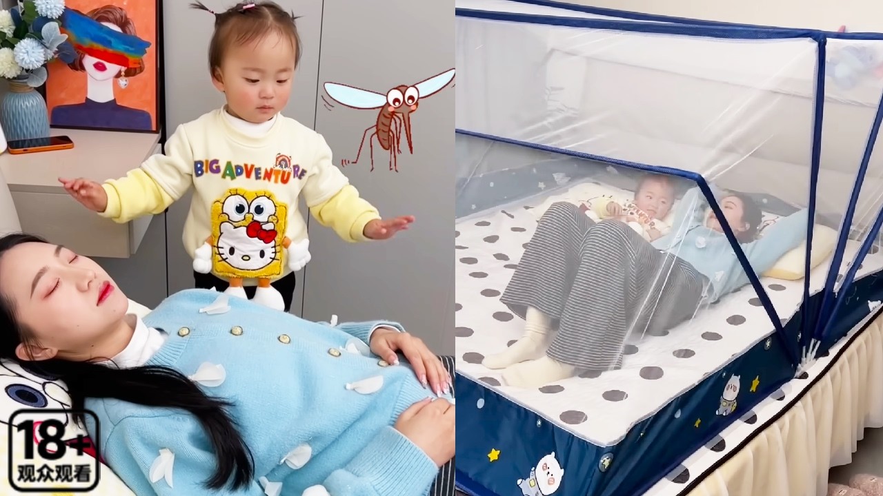 妈妈被蚊子骚扰，小宝宝打不着蚊子，拿出了便携蚊帐保护妈妈！【久久好物】