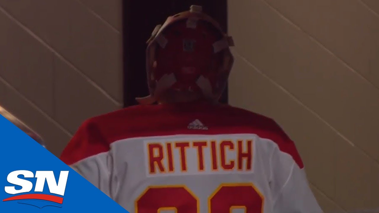 David Rittich Headbutts The Wall After Allowing Goal From Centre Ice