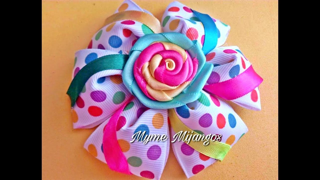 MOÑO ALEGRIA CON FLOR ROCOCO, BOWS,TUTORIALES,MANUALIDADES,CRAF,FLORES DE TELA,MOÑOS,CINTILLOS