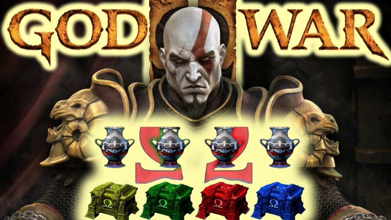 GOD OF WAR 2 Guía Completa:  (Ojos de Gorgona, Plumas de Fénix, Cofres, tesoros Urnas, Cofres Uber )