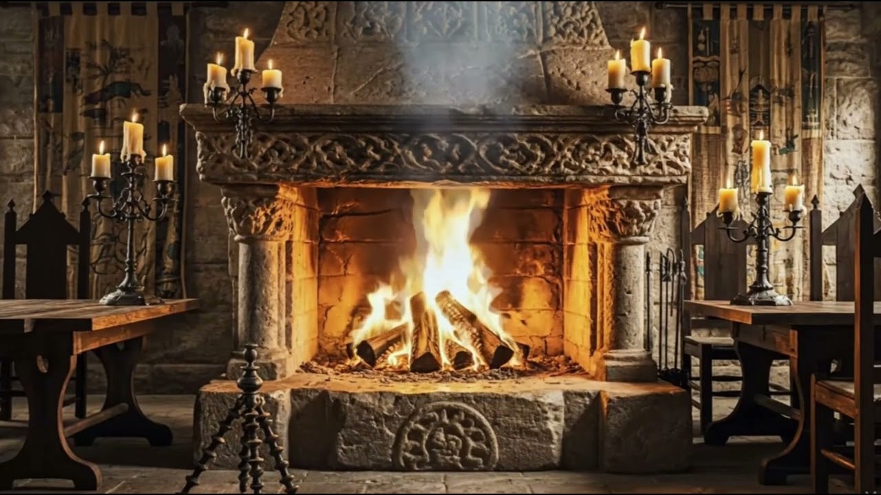 🔥 Lareira Medieval Aconchegante | Som de Fogo Real para Relaxar | 1 Hora