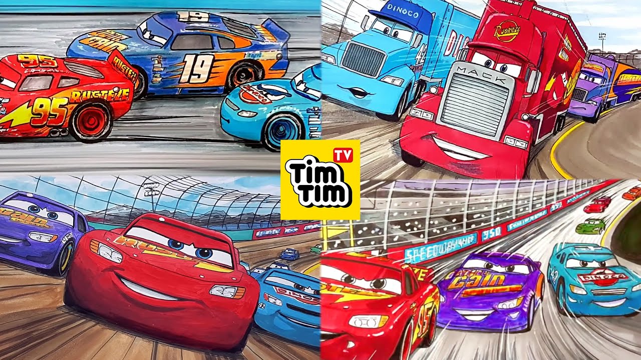 Compilation - LIGHTNING McQUEEN, CAL WEATHERS & BOBBY SWIFT . CARS 3 Drawing and Coloring for Kids