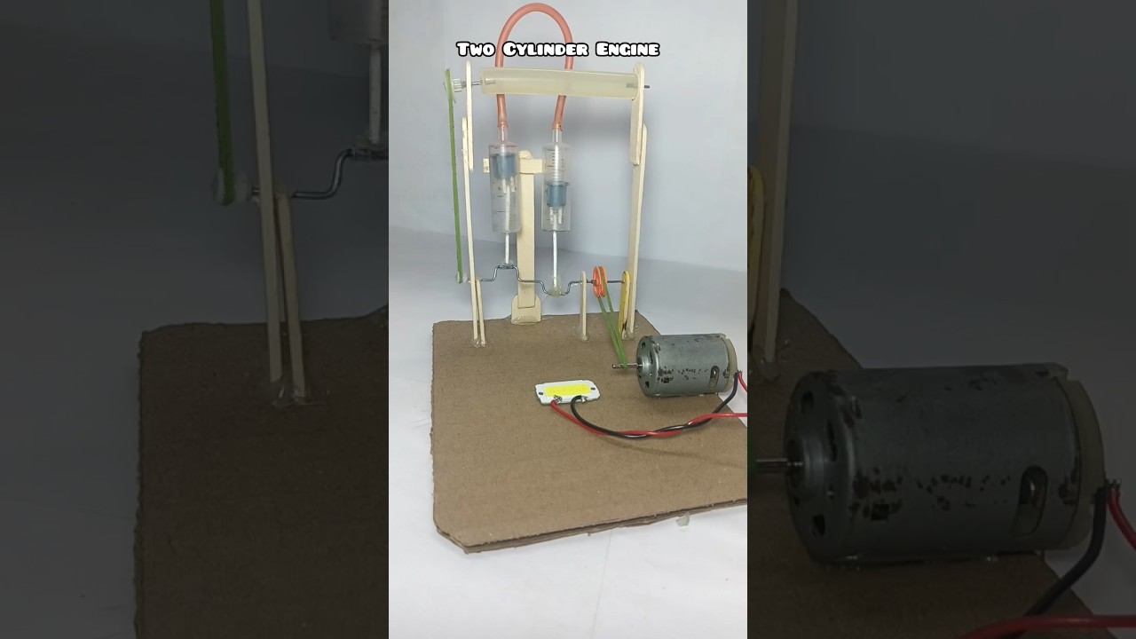 Two Cylinder Engines - dc motor #project #tech #youtubeshort