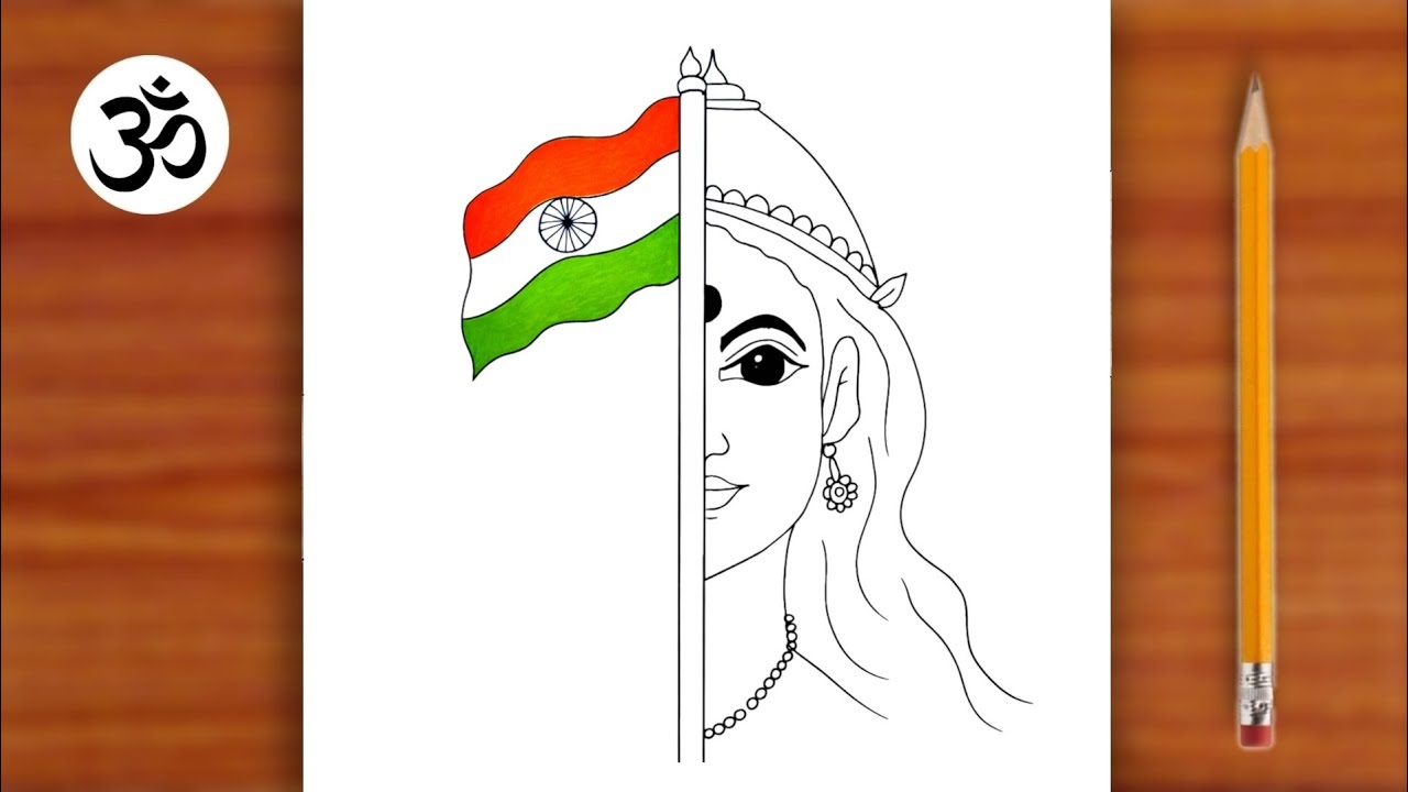 how to draw bharat mata for independence day || how to draw independence day || bharat mata drawing