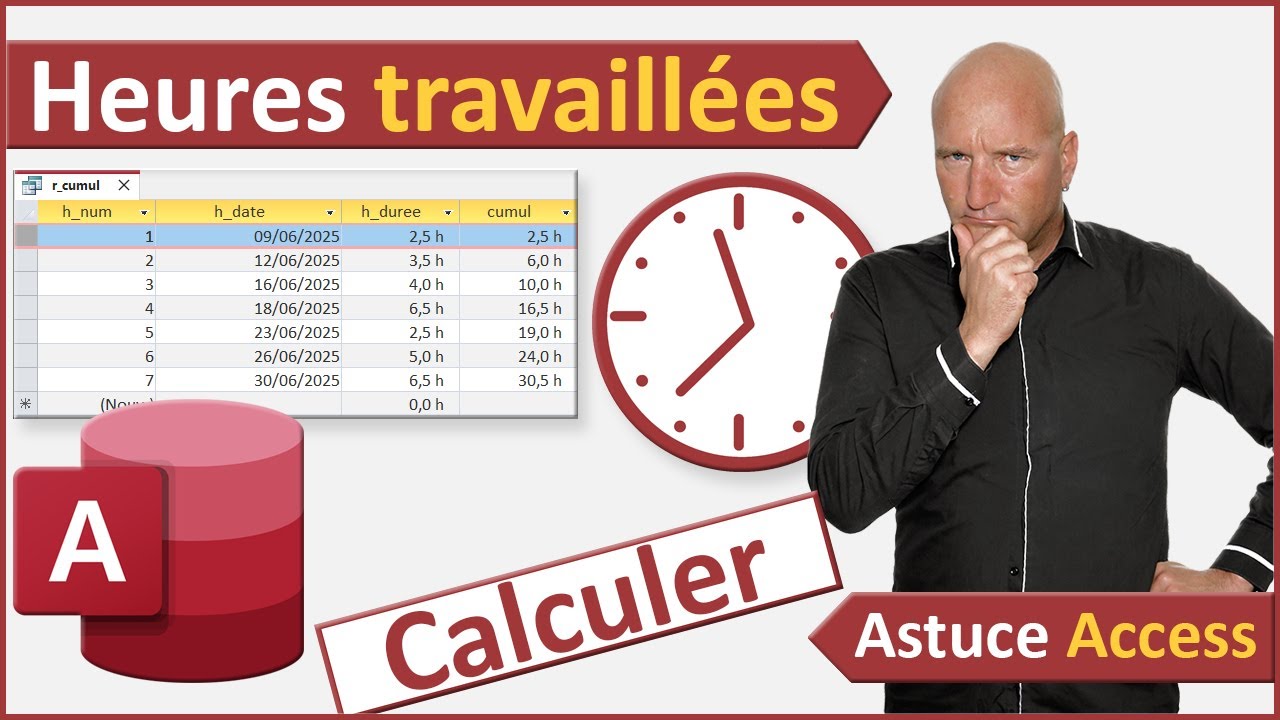 Calcul du cumul des heures travaill&eacute;es avec Access