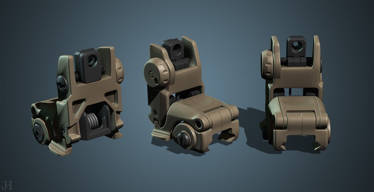 HighPoly Modeling : 3DS Max M4 MAGPUL BackUp Sight