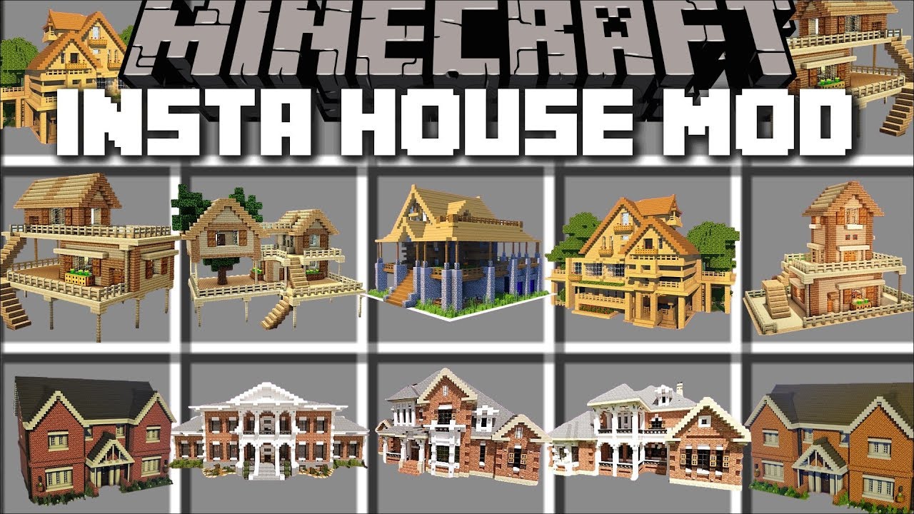 Minecraft INSTANT HOUSE MOD / BUILD INSTANT STRUCTURES IN SECONDS!! Minecraft