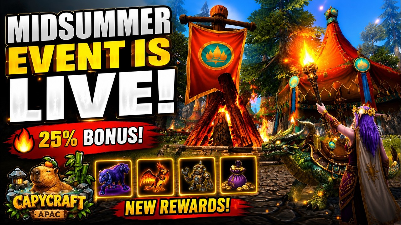 CapyCraft WoW Midsummer Event is LIVE! 🔥 25% Bonus & New Rewards