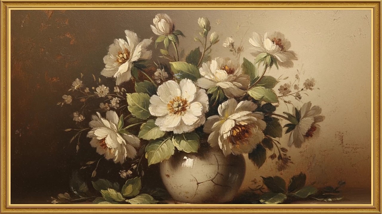 Classic Floral Oil Painting TV Art Frame | 7 Hours | 5 Rotating images | Romantic TV Screensaver