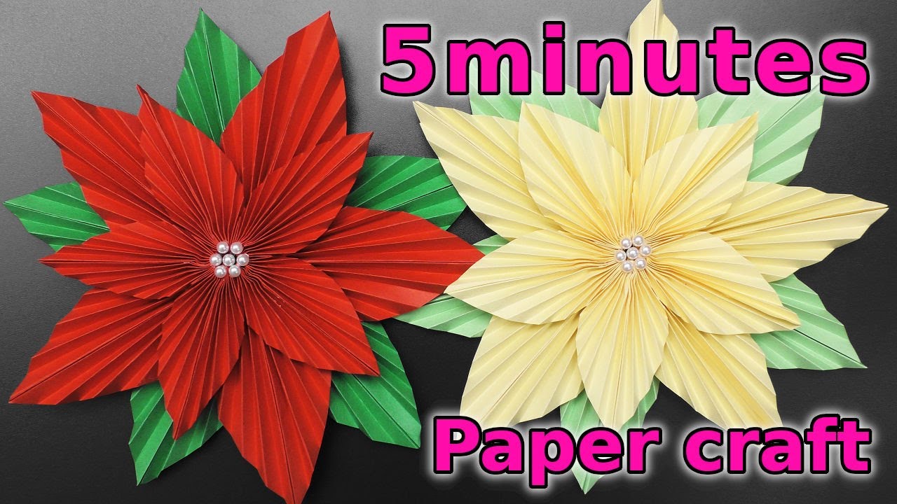 [5 minutes craft] Poinsettia | Easy paper craft | DIY origami | Christmas | Flower decoration