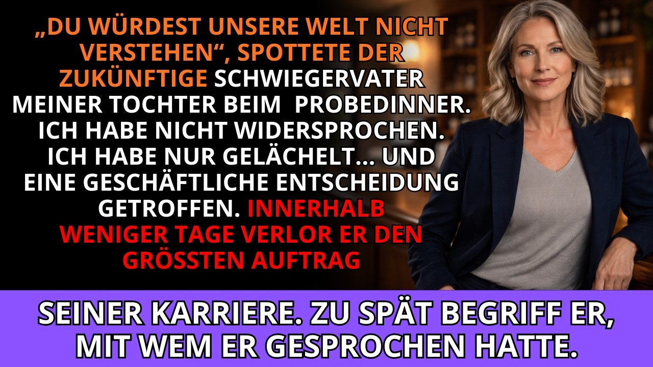 Beim Probedinner meiner Tochter sagte ihr zukünftiger Schwiegervater: „Du würdest unser... nicht...