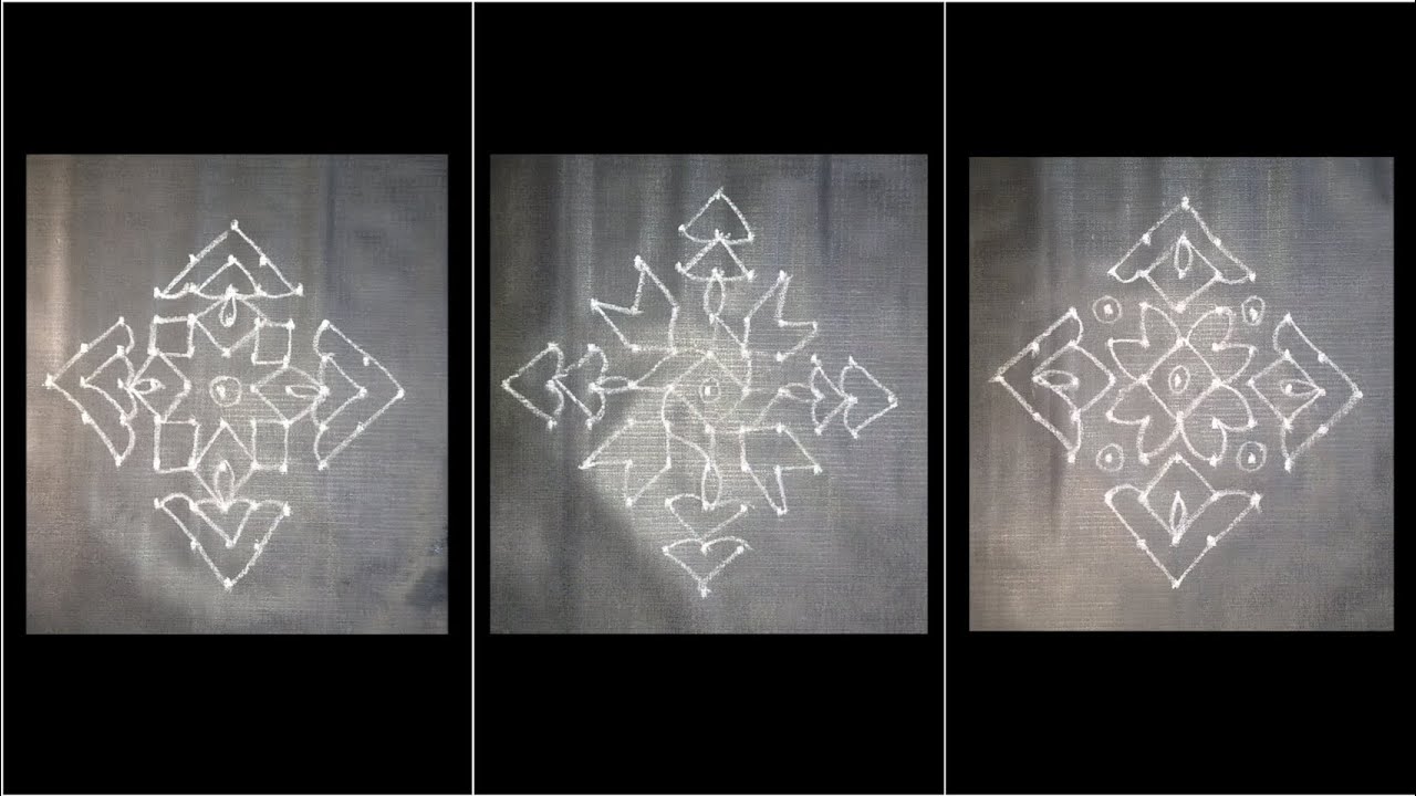 Simple (11×1 dots) and beautiful rangoli | 11 dots muggulu |