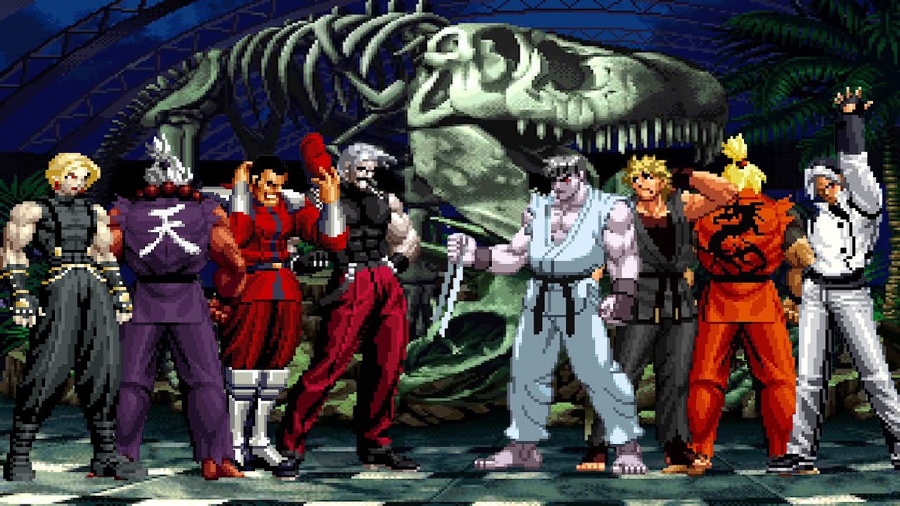 [KOF Mugen] Шин Акума, Ругал, М.Бисон и команда Адель против команды Рю, Кена, Ре и Кё Кусанаги