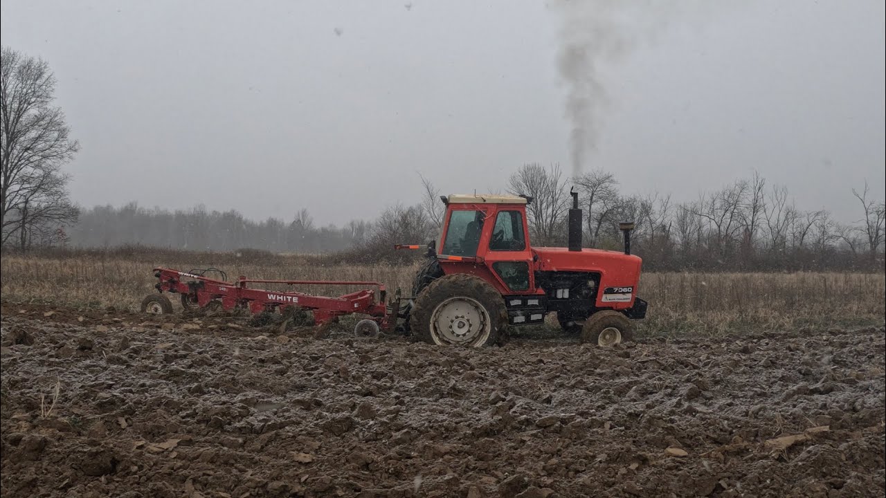 Видеоролики о вспашке отвальным плугом Allis-Chalmers 7060 и белым плугом + кукурузный силос