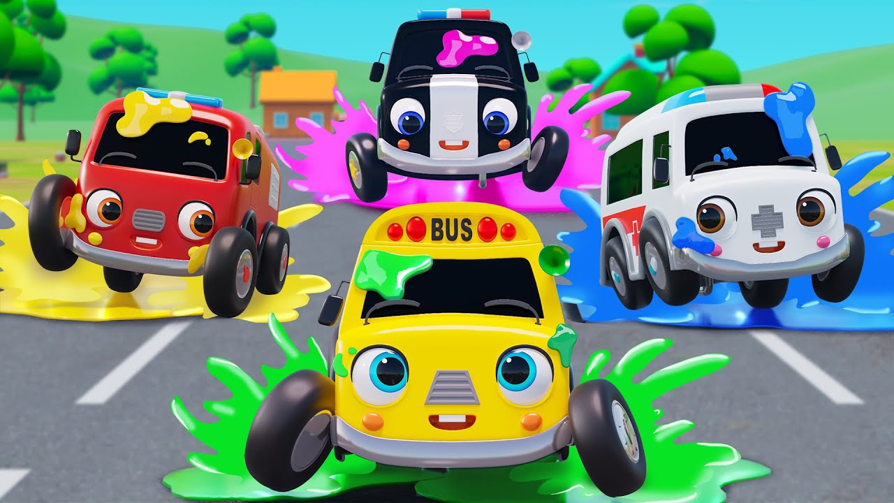 Wheels On The Colorful Bus | Painting Bus Song | Nursery Rhymes & Kids Songs - Baby Car Songs TV