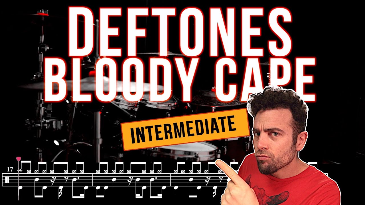 Deftones - Bloody Cape - Drum cover (with scrolling drum score)