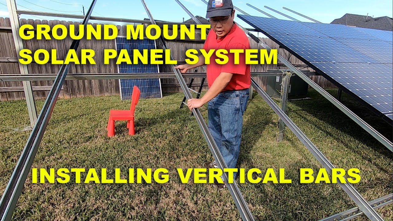 DIY GROUND MOUNT SOLAR PANEL SYSTEM - INSTALLING VERTICAL BARS - USING SUPERSTRUT/UNISTRUT