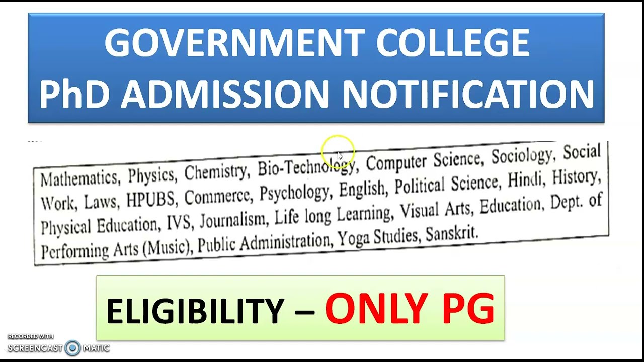 PhD Admission Notification in State University With Only PG | NET/SET Exempted Entrance Test