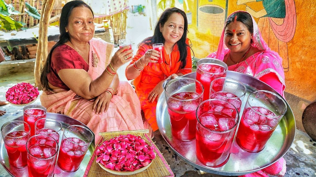 ताजे गुलाब से बनाये ये  शरबत एक बार बनाये ३ महीने खाए  - Rose/Gulab Ka Sharbat