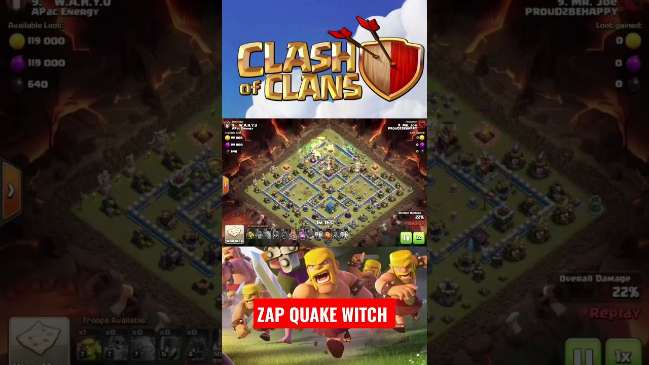 BEST TH12 ZAP QUAKE WITCH ATTACK STRATEGY| COC| #shorts #clashofclans