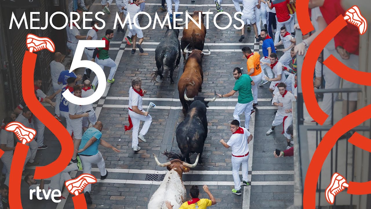 MEJORES MOMENTOS del quinto encierro de San Ferm&iacute;n 2022 | Toros de Cebada Gago