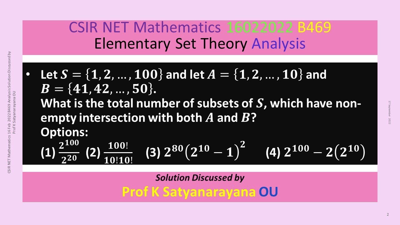 CSIR NET Mathematics 16 Feb 2022 B469 Analysis Solution Discussed by Prof K Satyanarayana OU