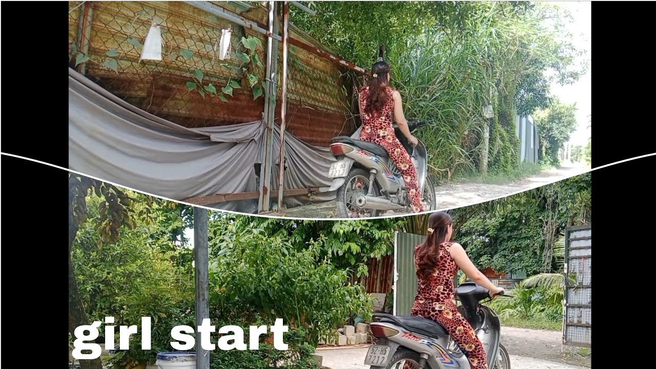 pretty girl pedaling Honda bike won't start#girl start