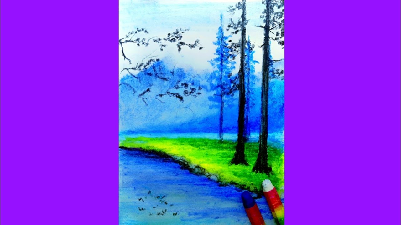 📌 Peaceful Lakeside Painting | Misty Forest Scene with Reflections &ndash; MahArt Drawing Tutorials