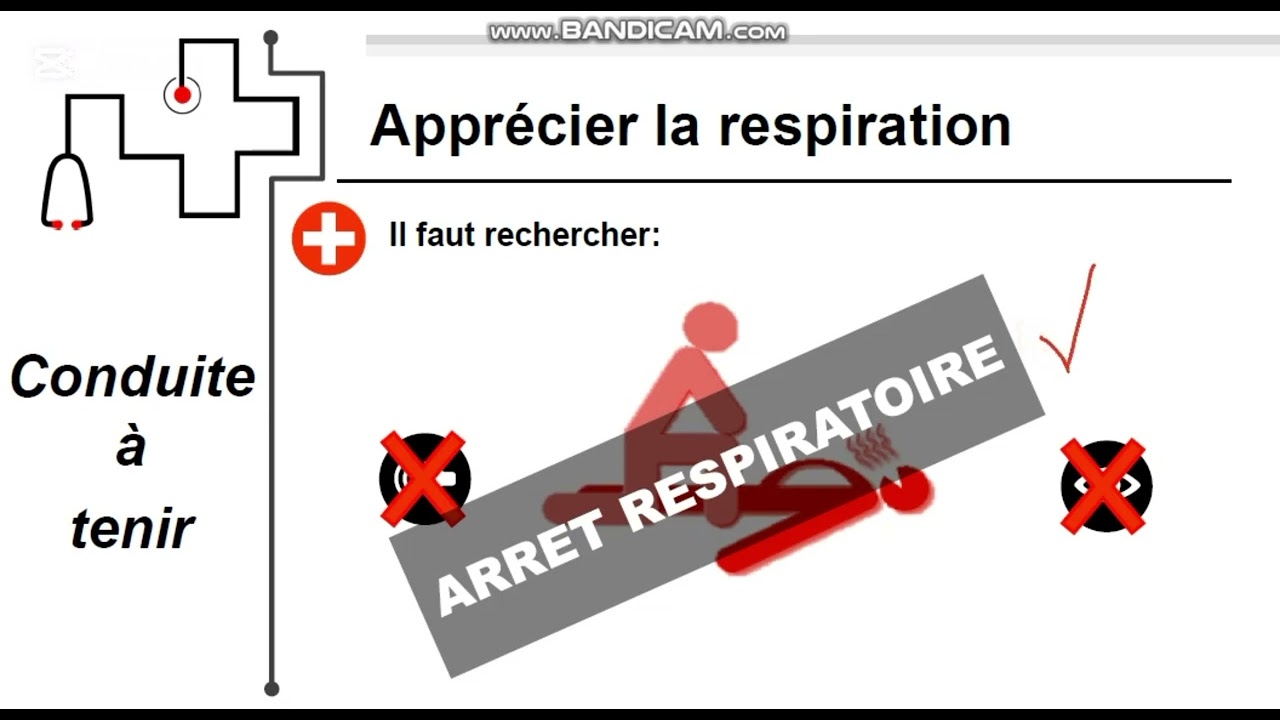 Secourisme en cas d'une victime inconsciente qui ne respire pas شرح 