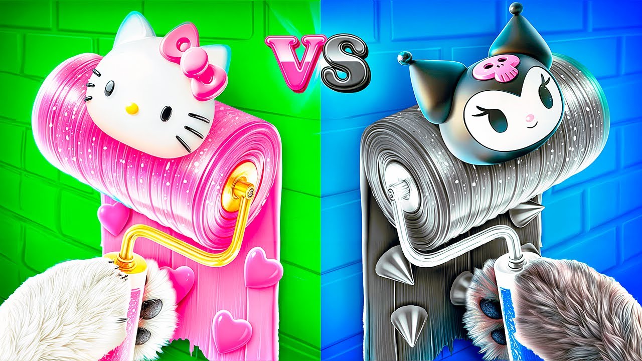 Wyzwanie Jednokolorowego Domu dla Psa! Hello Kitty kontra Kuromi!