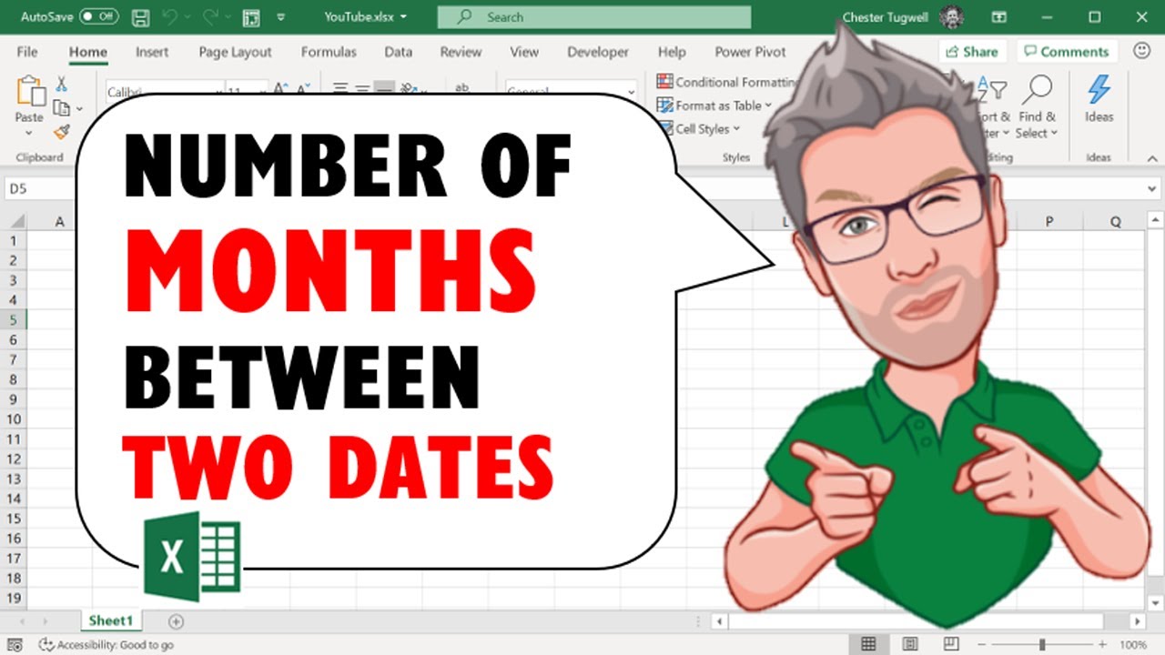 Calculate the Number of Months Between 2 Dates in Excel