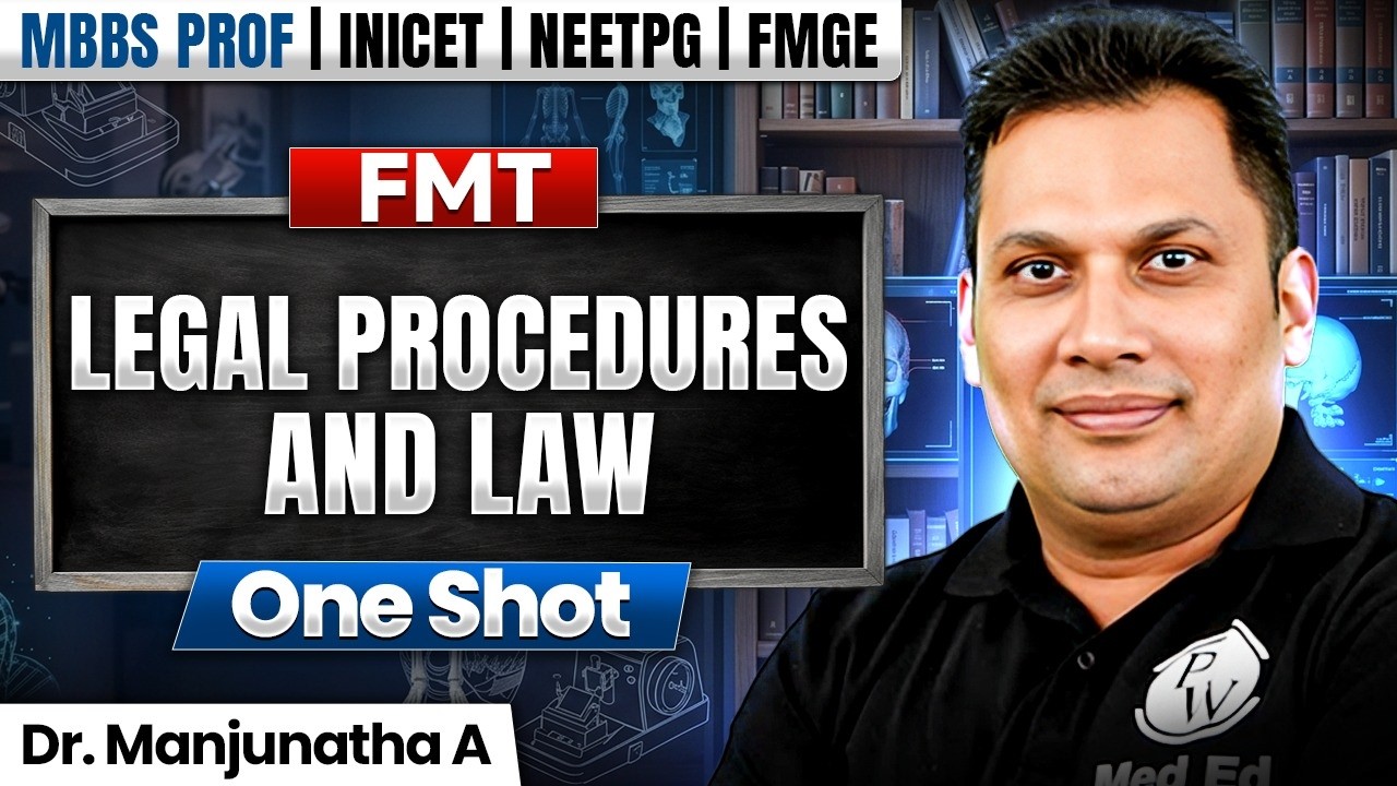 Legal Procedures & Law | FMT Lecture | MBBS 3rd Year One Shot | INICET/FMGE/NEETPG| Dr Manjunath Sir