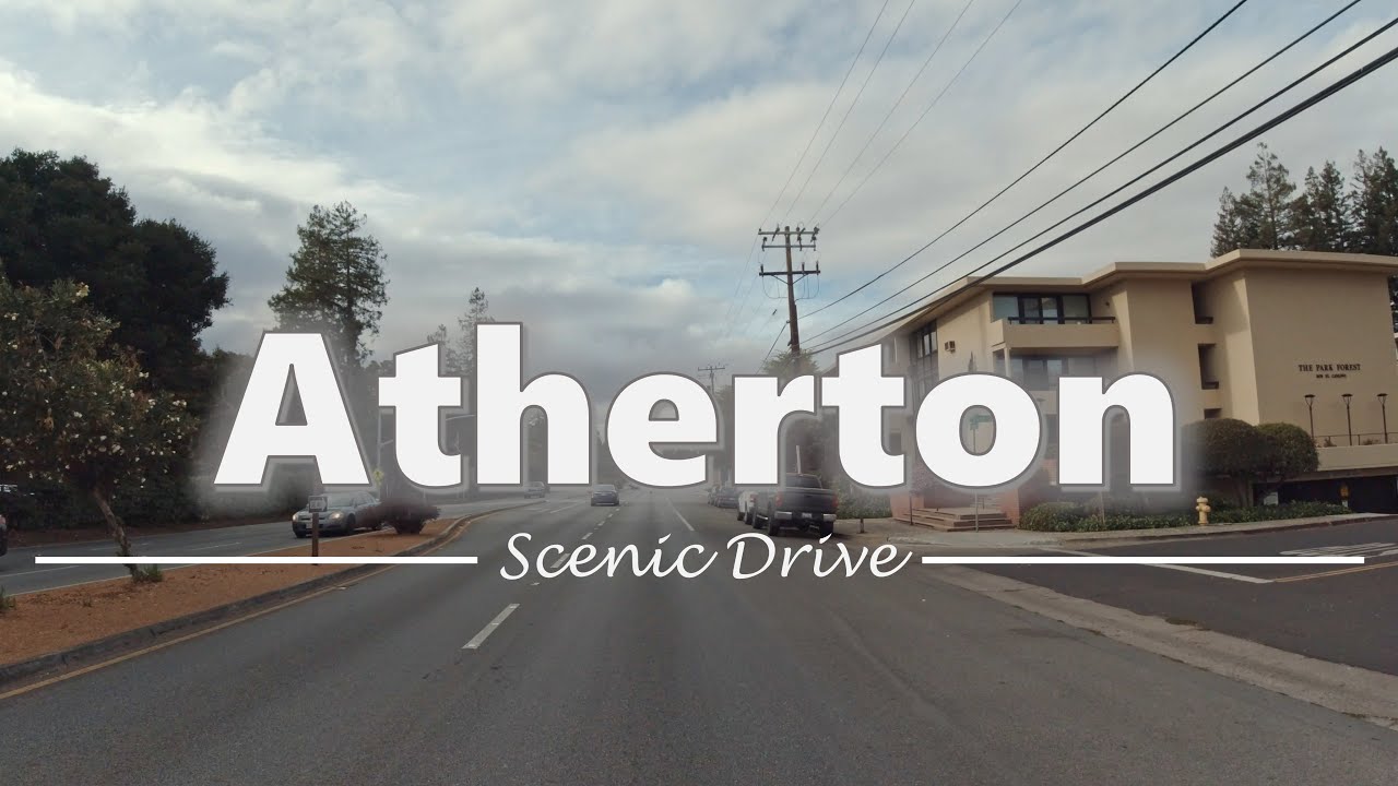 Driving in Downtown Atherton, California - 4K60fps