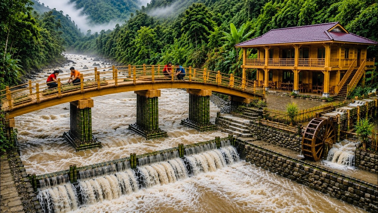 The flood washed away the bridge, and the young couple rebuilt it. by@chuctonbinh