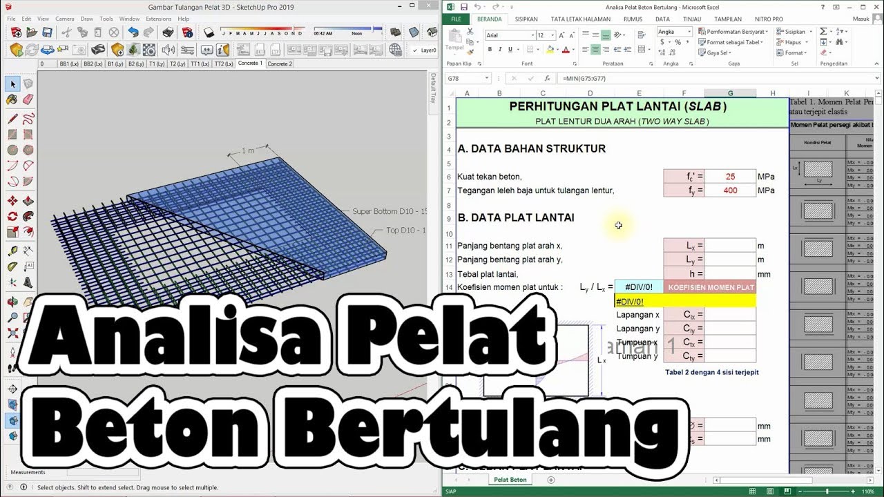 Aplikasi Excel - Analisa Dimensi & Penulangan Pelat Beton