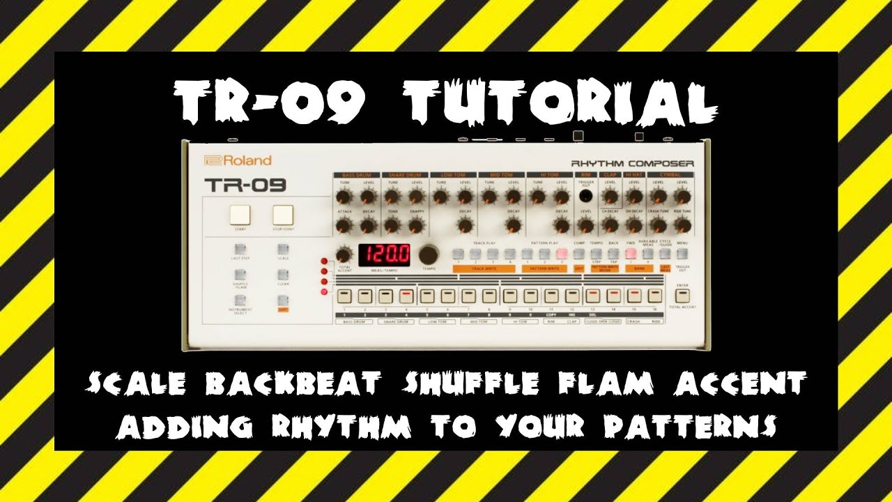 TR-09 #4 SHUFFLE BACKBEAT FLAM ACCENT SCALE Tutorial - Traxlermusic - Roland TR-09 adding rhythm.