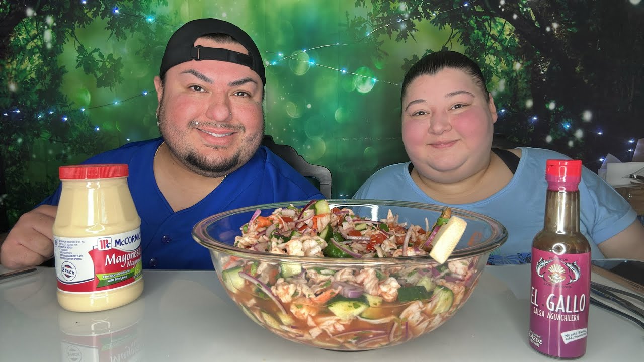 SHRIMP & CRAB CEVICHE TOSTADAS MUKBANG • Buckeye brownies for dessert