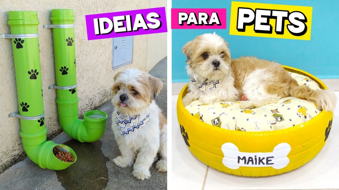 IDEIAS CRIATIVAS PARA SEU PET - CAMA DE CACHORRO COM PNEU VELHO - BEBEDOURO COM CANOS PVC