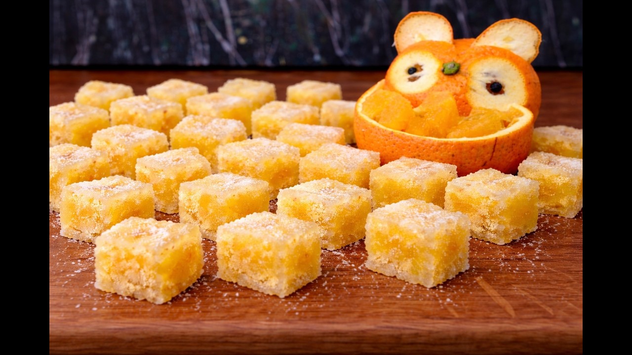 Easy Orange Jelly Cubes . No Gelatin!