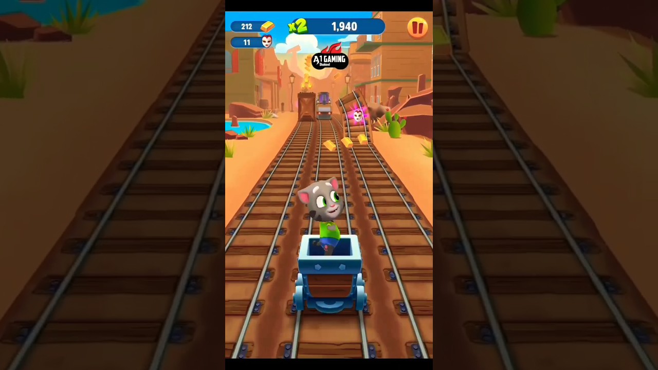 Talking Tom Gold Run Tom in The Mining Cart Super Funny Race Android Gameplay #Shorts #TalkingTom
