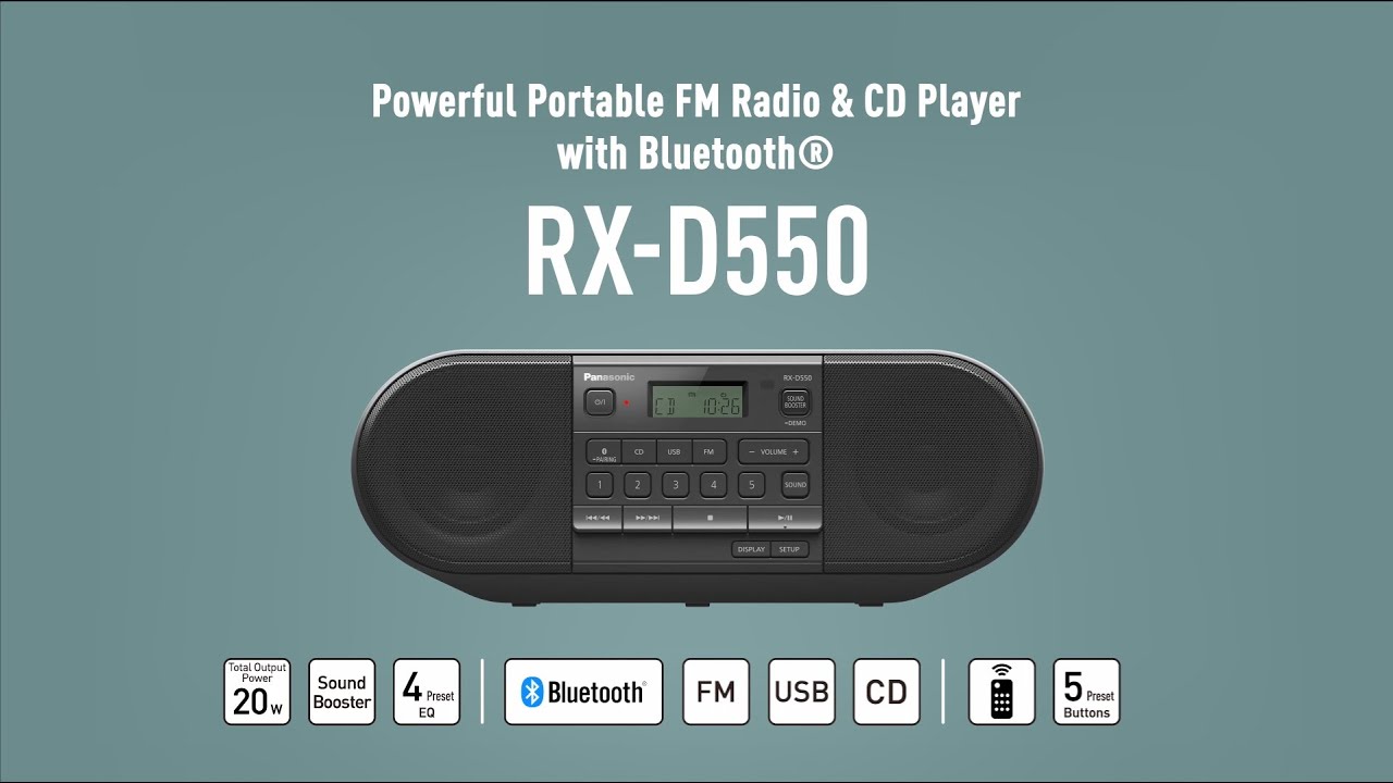 Panasonic Powerful Portable Radio RX-D550 with CD, Bluetooth&reg; and USB