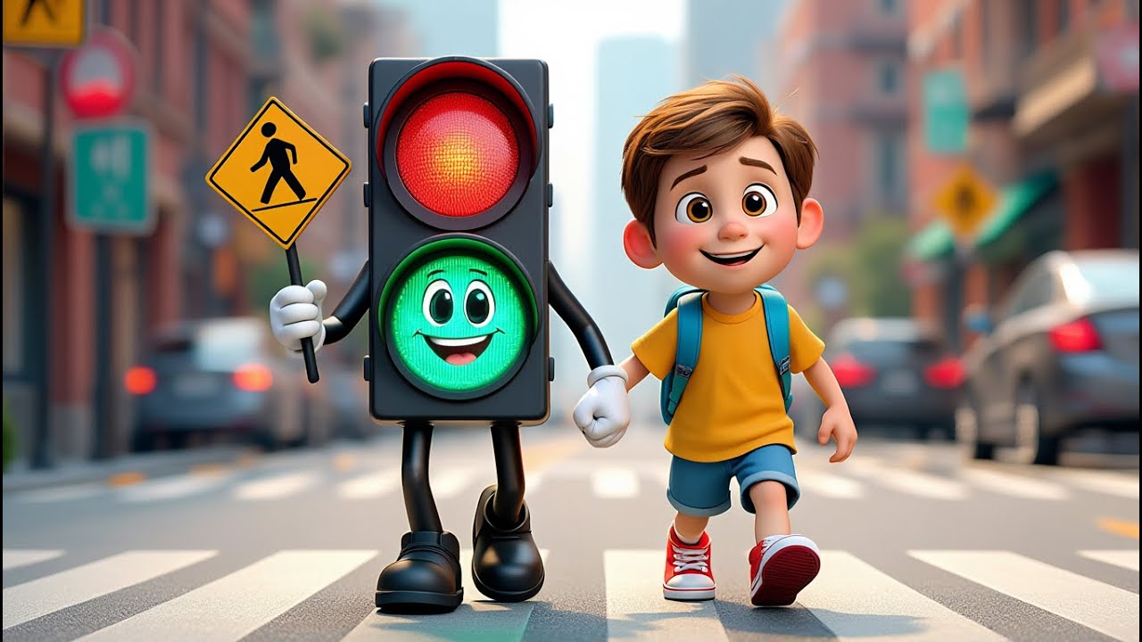 Ampel &ndash; Rot, Gelb, Gr&uuml;n! 🚦&ndash; Ein lehrreiches Kinderlied &uuml;ber den Stra&szlig;enverkehr! 👮